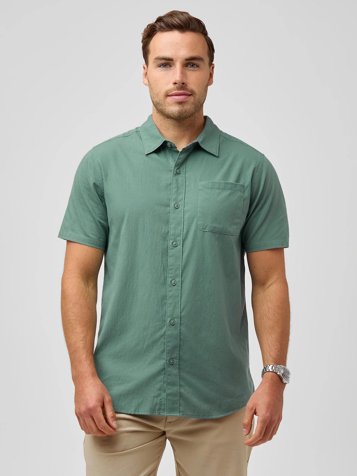 Short Sleeve Button Up Cool Tones 3-Pack